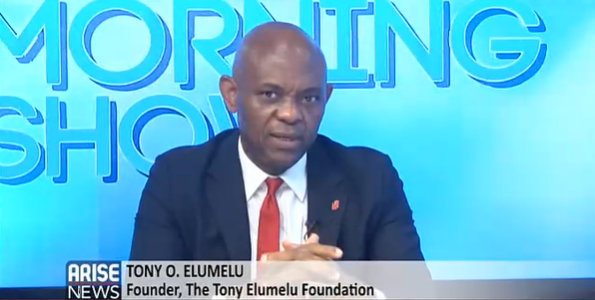 Fondateur du TEF, Tony Elumelu En direct sur Arise News