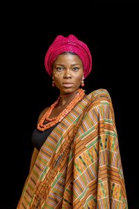 portrait african woman wearing traditional accessories posing
