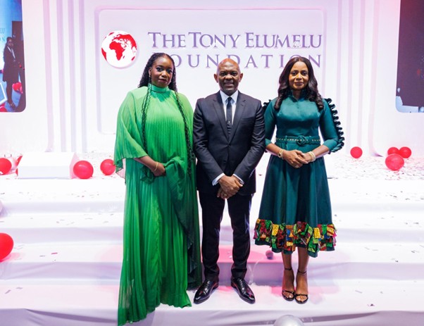 Cohort 2026, TEF Selection Announcement. From l-r: Somachi Chris-Asoluka, CEO, Tony Elumelu Foundation; Tony O. Elumelu, CFR, Founder, Tony Elumelu Foundation, Dr Awele V. Elumelu, OFR, Co-Founder, Tony Elumelu Foundation